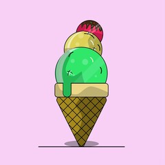 Flat Design Ice Cream Tower Illustrator