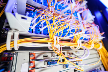 Hardware network equipment interconnected with internet cables