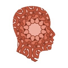 Double exposure portrait of man and ornament