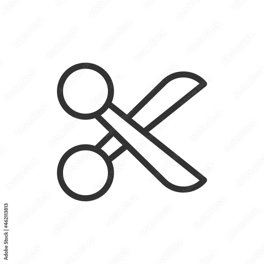 Poster simple scissors line icon.