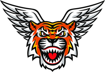 Flying Tiger. Head of Tiger with Shark Jaw and Wings