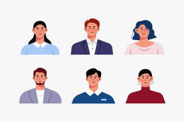 Fototapeta na wymiar Set of avatar office workers business people character design illustration 