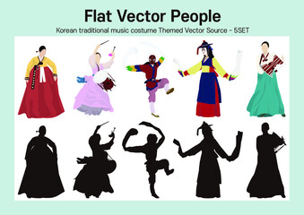 21100816_Korean traditional music costume Themed Vector Source - 5SET