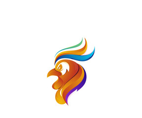 colorful rooster logo design template