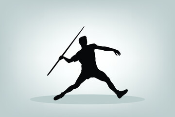 Javelin throwing Athlete. Javelin throw, athlete throwing, isolated vector silhouette. Athletics.