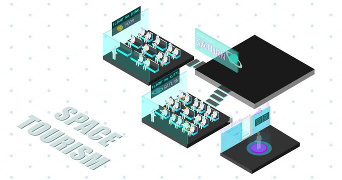 Space tourism. The Future world series of isometric animation in detail.