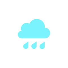 Rain cloud icon. Simple flat style. Drop water, cloudy symbol, raindrop, fall, spring, color, measure, nature, weather concept for web design. Vector illustration isolated on white background EPS 10