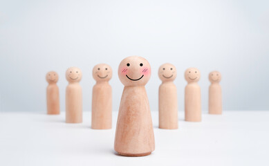 Leadership with wooden human concept.
