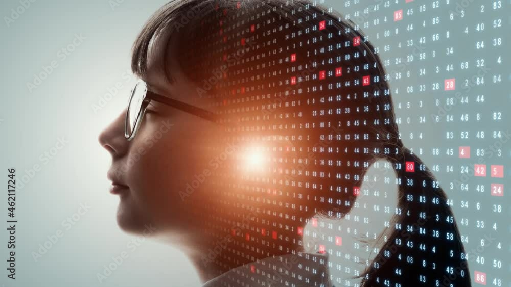 Poster thinking child. ai (artificial intelligence) concept. edtech.