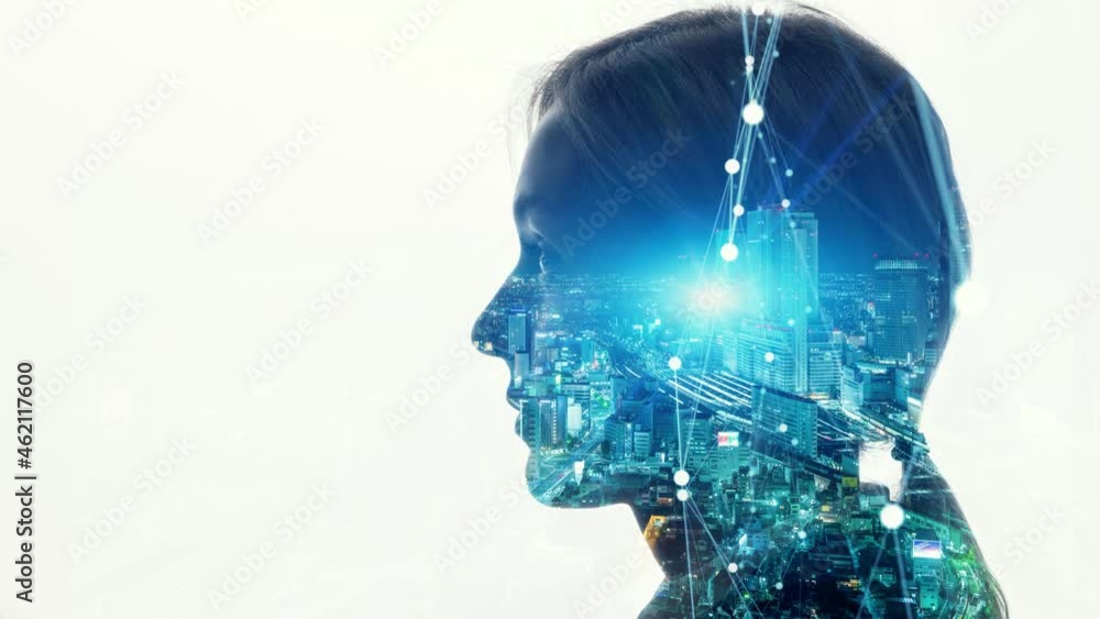 Poster ai (artificial intelligence) concept. communication network.