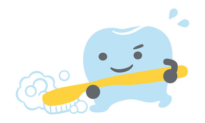 歯ブラシでみがく歯のキャラクター