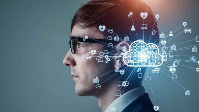 Cloud computing concept. AI (Artificial Intelligence). Deep learning.