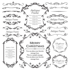 クリスマスをイメージしたフレームデザインのセット。アンティーク。ビンテージ。エレガント