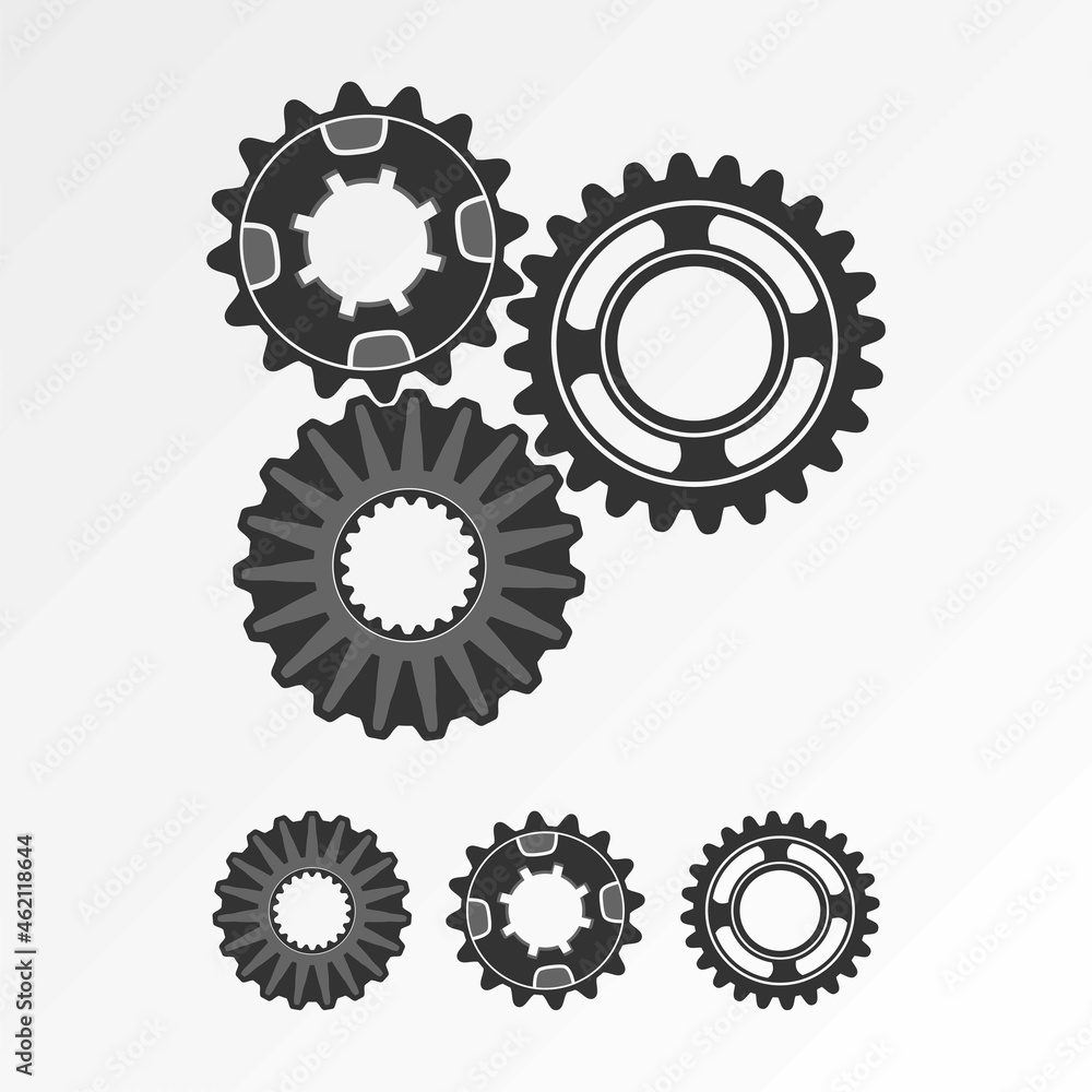 Poster gears with variety shape image graphic icon logo design abstract concept vector stock. can be used a