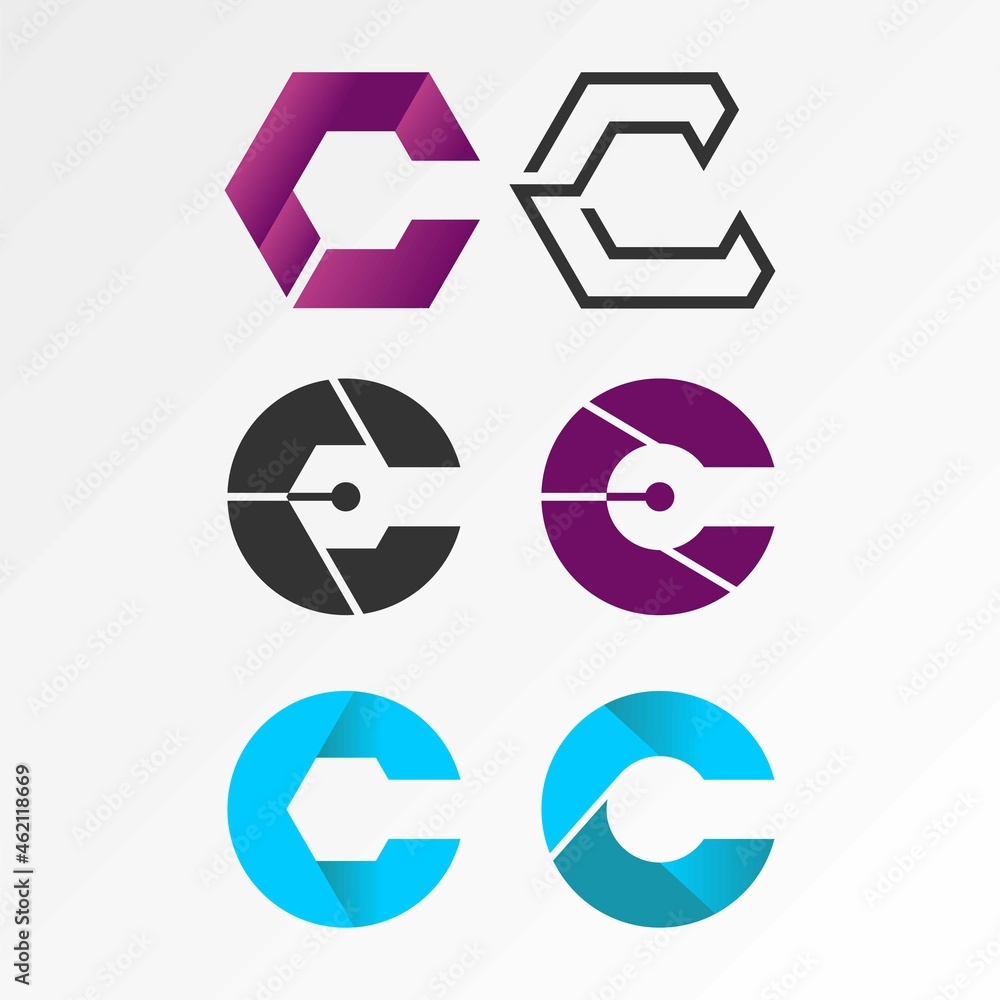 Poster letter or word C different variation font image graphic icon logo design abstract concept vector stock. Can be used as a symbol associated with initial or Monogram