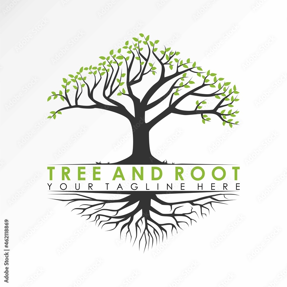 Aufkleber tree and root in hexagon shape image graphic icon logo design abstract concept vector stock. can be 