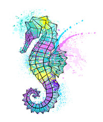 Painted polygonal seahorse © Nelli Valova