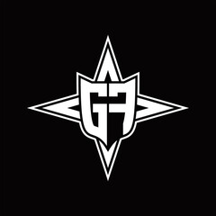 GF Logo monogram with four direction arrows design template