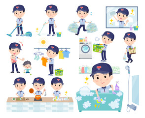 掃除や洗濯など家事に関する郵便配達員男性のセット