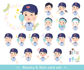 美容に関する郵便配達員男性のセット