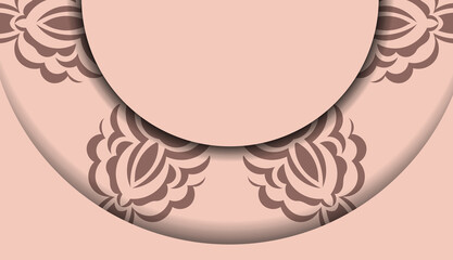 Pink color card with vintage pattern for your design.