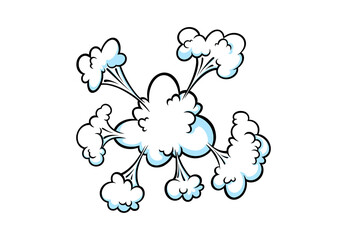 Comic explosion smoke effect. Bang and boom cloud for surprising and explosive events. Vector illustartion isolated in white background