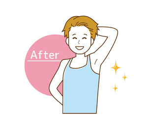 脇毛脱毛をする男性のベクターイラスト