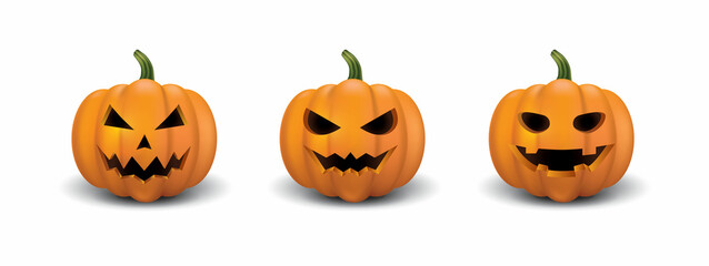 Set of Halloween pumpkins with face