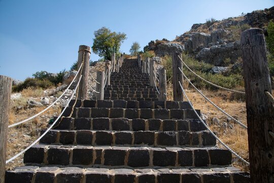 Cobblestone Stairs On A Hiking Trail In The Lebanon Mountains Low Angle View