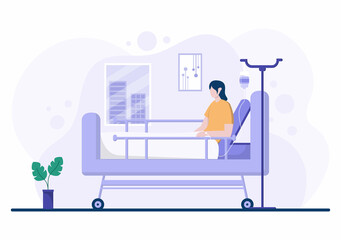 Doctor Checking a Patient in Hospital Room Background Vector Illustration. Medical Treatment With Patients For Healthcare, Consultation and Examination Health