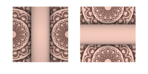 Pink greeting card with vintage ornament for your congratulations.