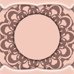 Greeting card in pink with vintage ornaments for your brand.