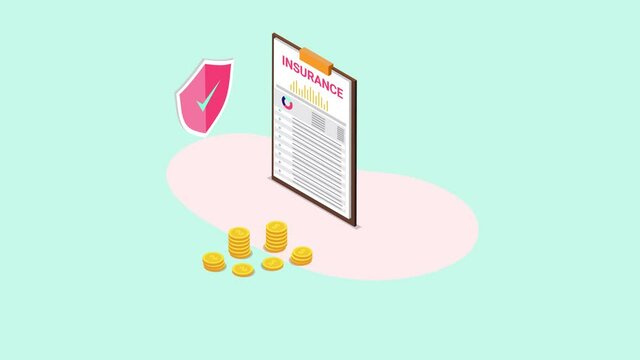 Business agent talks with client near insurance form