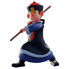 3D Vampire Cartoon Design having an Elegant Kung fu style