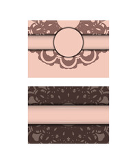 Greeting card in pink with Greek pattern for your brand.