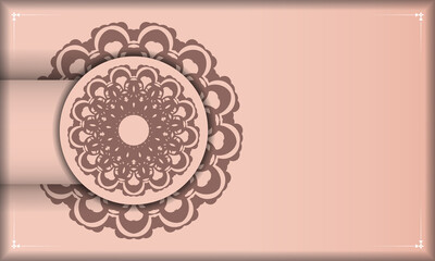 Pink greeting card with Indian ornaments for your brand.