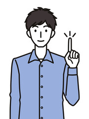 男性の指差しポーズ