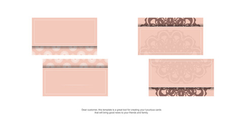 Congratulatory Brochure in pink color with a mandala ornament is ready for printing.
