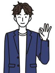 オッケーポーズのオフィスカジュアルコーデの20代・30代男性