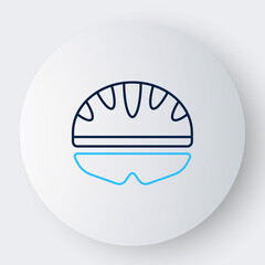 Line Bicycle helmet icon isolated on white background. Extreme sport. Sport equipment. Colorful outline concept. Vector