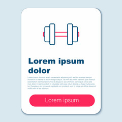 Line Dumbbell icon isolated on grey background. Muscle lifting, fitness barbell, sports equipment. Colorful outline concept. Vector