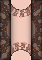 Greeting leaflet in pink color with a luxurious pattern for your design.