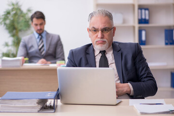 Obraz premium Two male employees working in the office