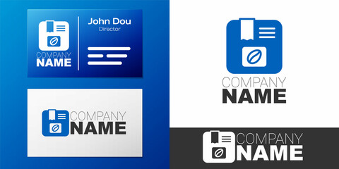 Logotype Bag of coffee beans icon isolated on white background. Logo design template element. Vector