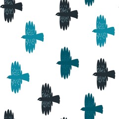 Flying birds in row, leaving for warm countries