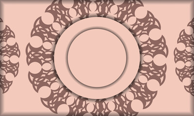 Congratulatory leaflet in pink color with an abstract pattern for your design.