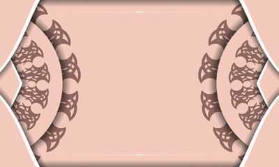 Greeting leaflet pink with a greek pattern for your design.