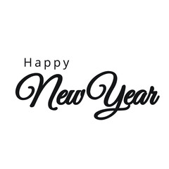 Happy New Year lettering on the background with a colorful brushstroke oil or acrylic paint design element. Vector illustration