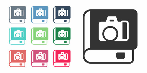 Black Photo album gallery icon isolated on white background. Set icons colorful. Vector