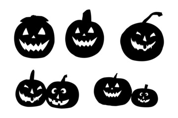 Halloween pumpkin silhouette vector illustration. Pumpkin Silhouette set.